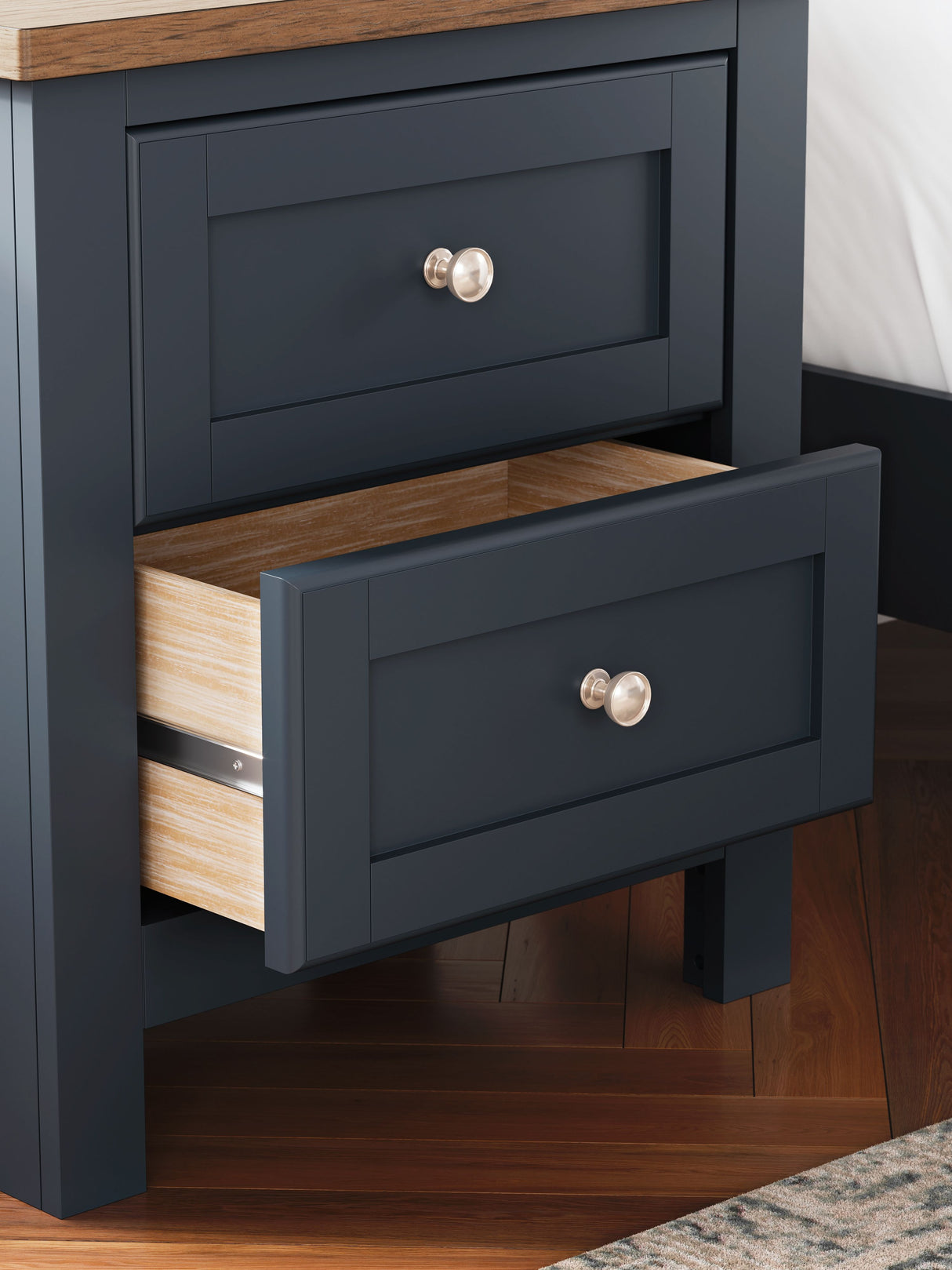 Landocken - Brown / Blue - Two Drawer Night Stand