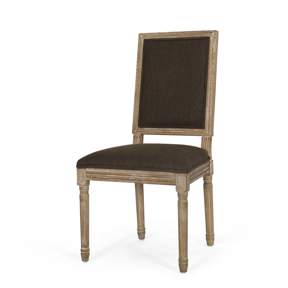 French Country Style Dining Chair With Upholstered Seating And Fluted Legs