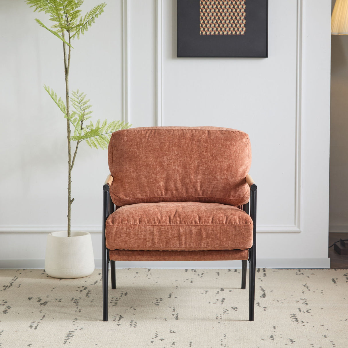 Modern Accent Chair With Plush Cushions, Cozy Seating
