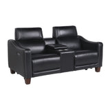 Giorno - Dual Power Console Loveseat - Black