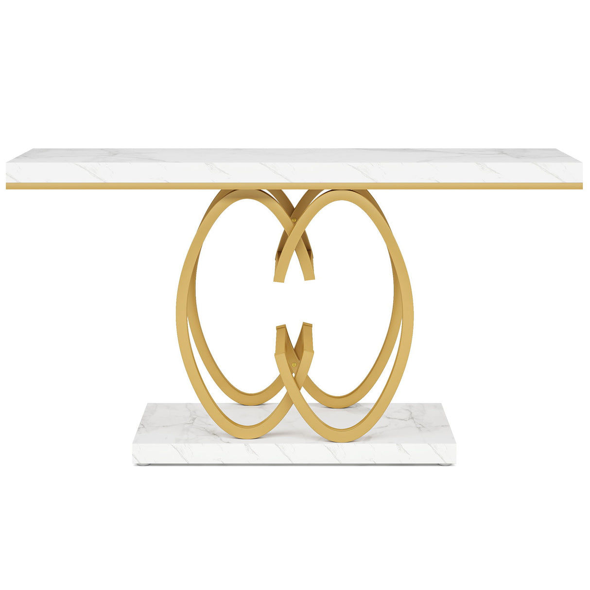 Console Table, Geometric Entryway Table For Living Hallway - White / Gold