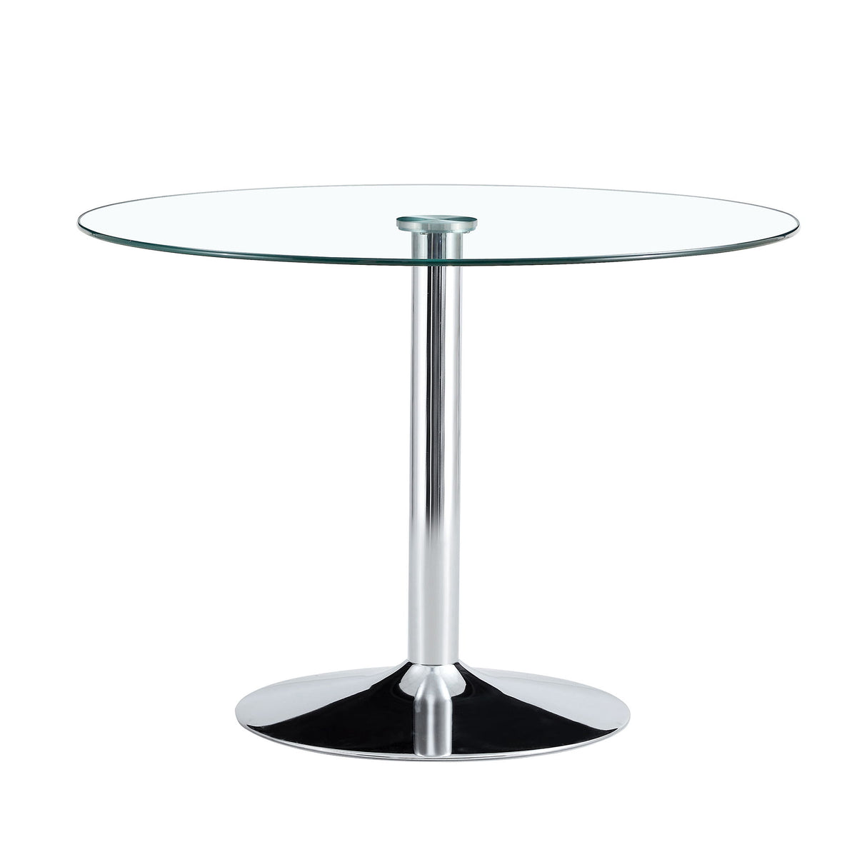 Modern Minimalist Circular Dining Table With Glass Top And Electroplated Metal Legs For Restaurants And Living Rooms - Silver / Transparent