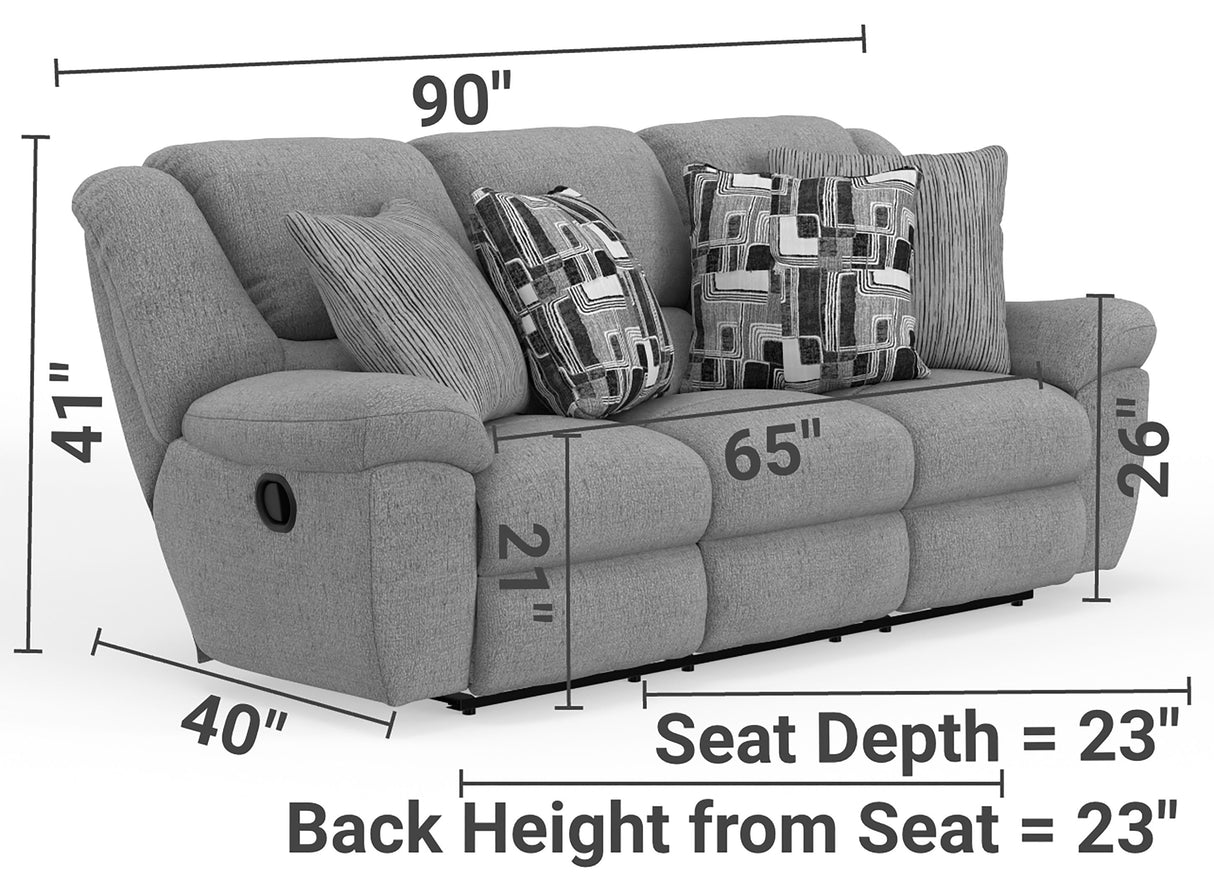 Trifecta - Sofa With 3 Recliners And Drop Down Table - Smoke