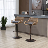 Modern Swivel Bar Stools Adjustable Counter Chairs With Footrest (Set of 2)