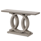 Console Table With Geometric Base For Living Hallway - Gray