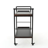 Modern Industrial Bar Cart With Shelving And Casters