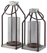 Diedrick - Indoor/Outdoor Lantern Set (Set of 2) - Gray / Black