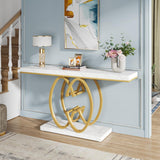 Console Table, Geometric Entryway Table For Living Hallway - White / Gold