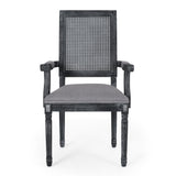 Elegant French Country Style Dining Chair With Cane Backrest