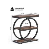 Industrial Narrow End Table With 3 Shelves