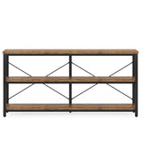 Console Table With 3 Tier Storage Shelves Finish, Slim Narrow Design For Living Entryway - Brown / Black