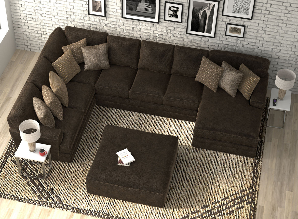 Mammoth - 3 Piece Sectional With Cocktail Ottoman (RSF Chaise) - Chocolate