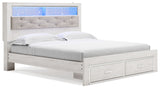 Altyra - King Upholstered Bookcase Bed With Storage - White