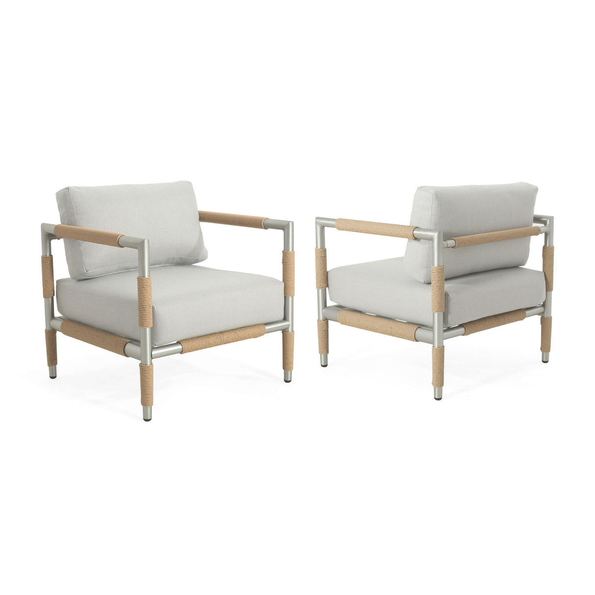 Oriana - Aluminum Outdoor Patio Armchair With Thick Cushions - Light Gray