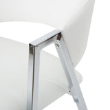 Modern Bar Stools With Low Back And Arms And Durable Metal Frame (Set of 2) - Ivory