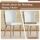 Round Dining Table With 360° Rotating Lazy Susan For Dining Room & Kitchen, 6 Chairs - White