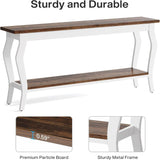 Console Table With Design, Extra Long Sofa Table For Living Entryway - Brown / White