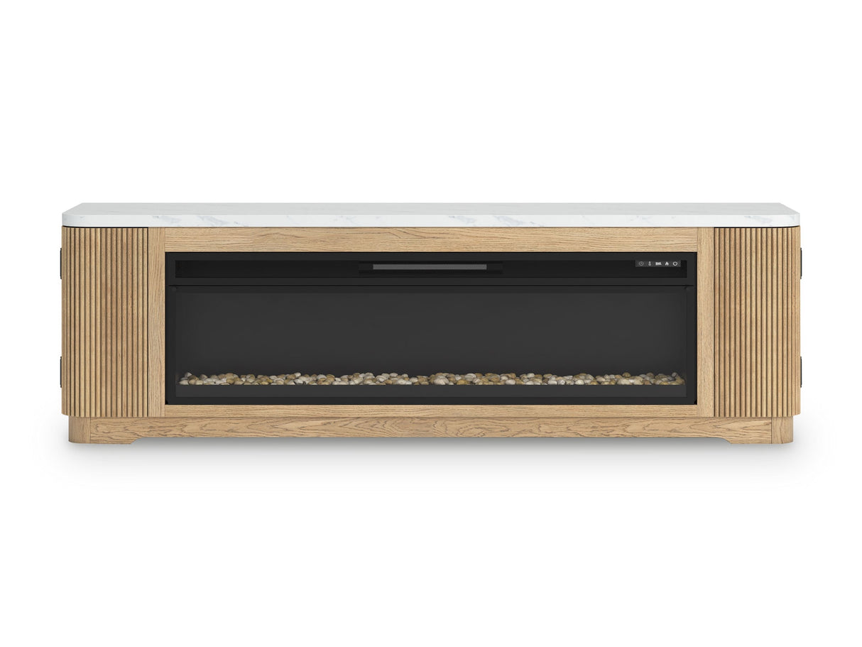 Camdill - Light Brown - 80" TV Stand With Electric Fireplace