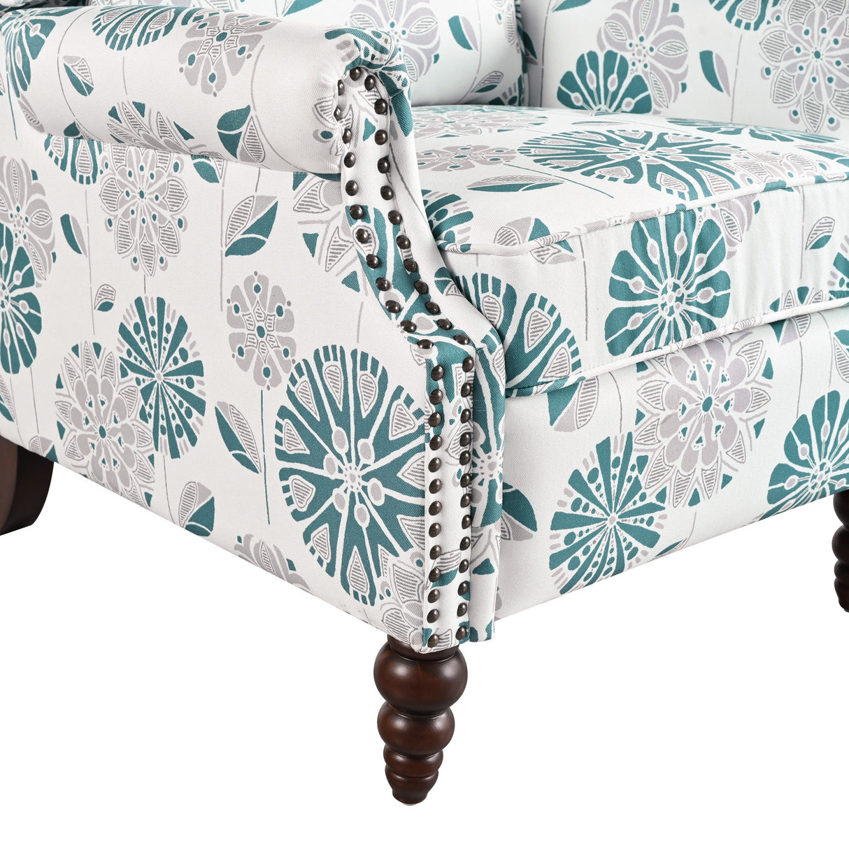 Push Back Recliner Chair Upholstered Recliner Armchair With Classic Wing Back And Solid Gourd-Shaped Legs