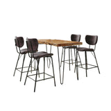 Nature's Edge - 5 Piece Counter Set With Modern Barstools - Natural