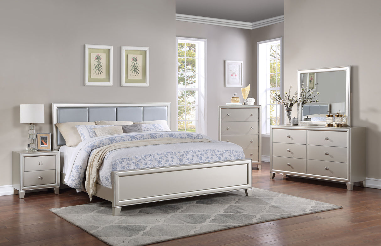 Omni - 5 Piece King Bedroom Set - Pearl Silver
