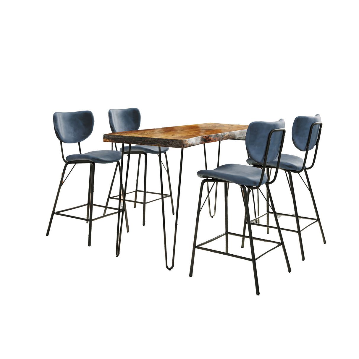 Nature's Edge - 5 Piece Counter Set With Modern Barstools - Chestnut