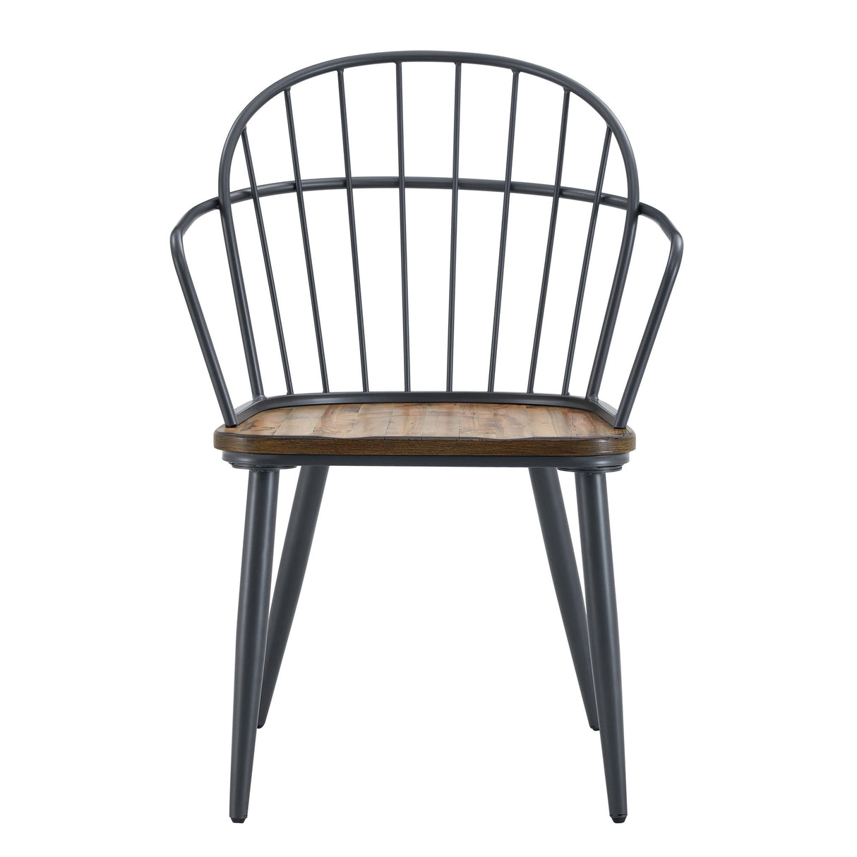 Industrial Inspired Indoor Dining Chair With Metal Legs And Birch (Set of 2) - Black / Natural