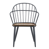 Industrial Inspired Indoor Dining Chair With Metal Legs And Birch (Set of 2) - Black / Natural