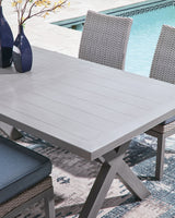 Half Moon Beach - Rectangular Dining Table With Umbrella Option - Gray