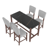 5 Piece Counter Height Dining Set, Bar Table With 4 Upholstered Chairs