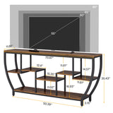 Extra Long Entryway Console Sofa Table With 7 Tier Shelves - Brown / Black
