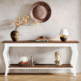 Console Table With Design, Extra Long Sofa Table For Living Entryway - Brown / White