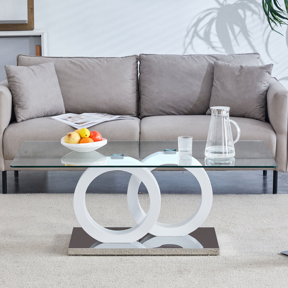 Contemporary Style Glass Top Coffee Table
