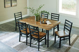 Blondon - Rectangular Drm Table Set (Set of 7) - Brown / Black