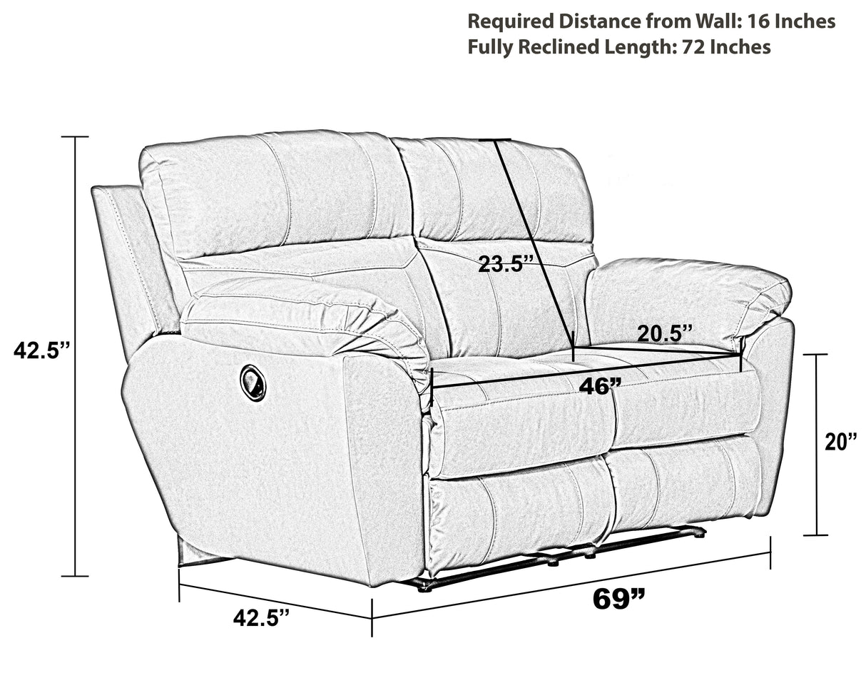 Costa - Power Lay Flat Reclining Loveseat