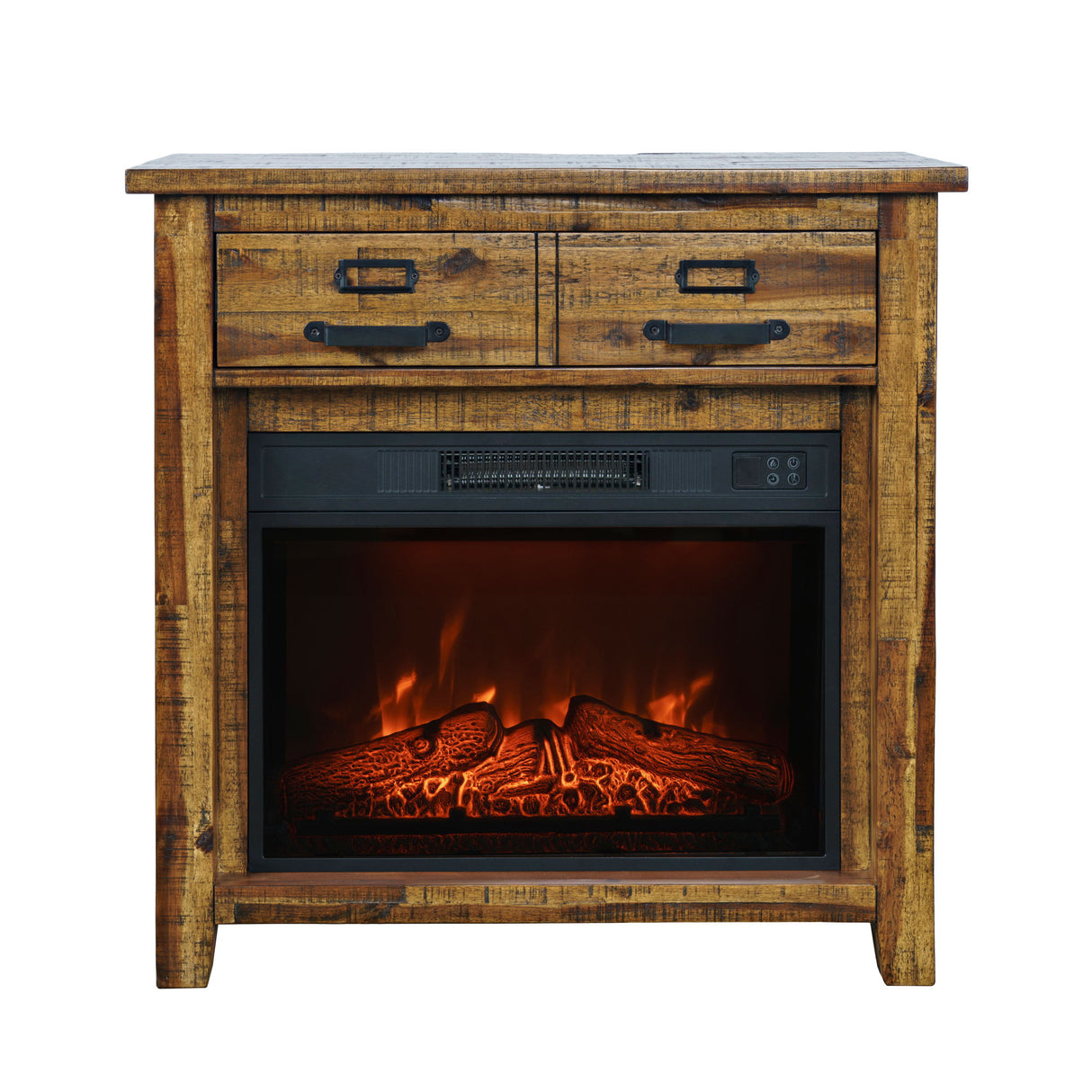 Cannon Valley - Electric Fireplace Media Console - Distressed Brown