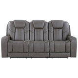 Daniel - Triple Power Leather Theater Sofa - Gray