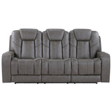 Daniel - 3 Piece Triple-Power Leather Reclining Set - Gray