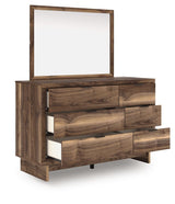 Chirason - 3 Pc. - Twin Panel Bed With Storage, Dresser And Mirror - Brown