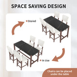 5 Piece Counter Height Dining Set, Bar Table With 4 Upholstered Chairs