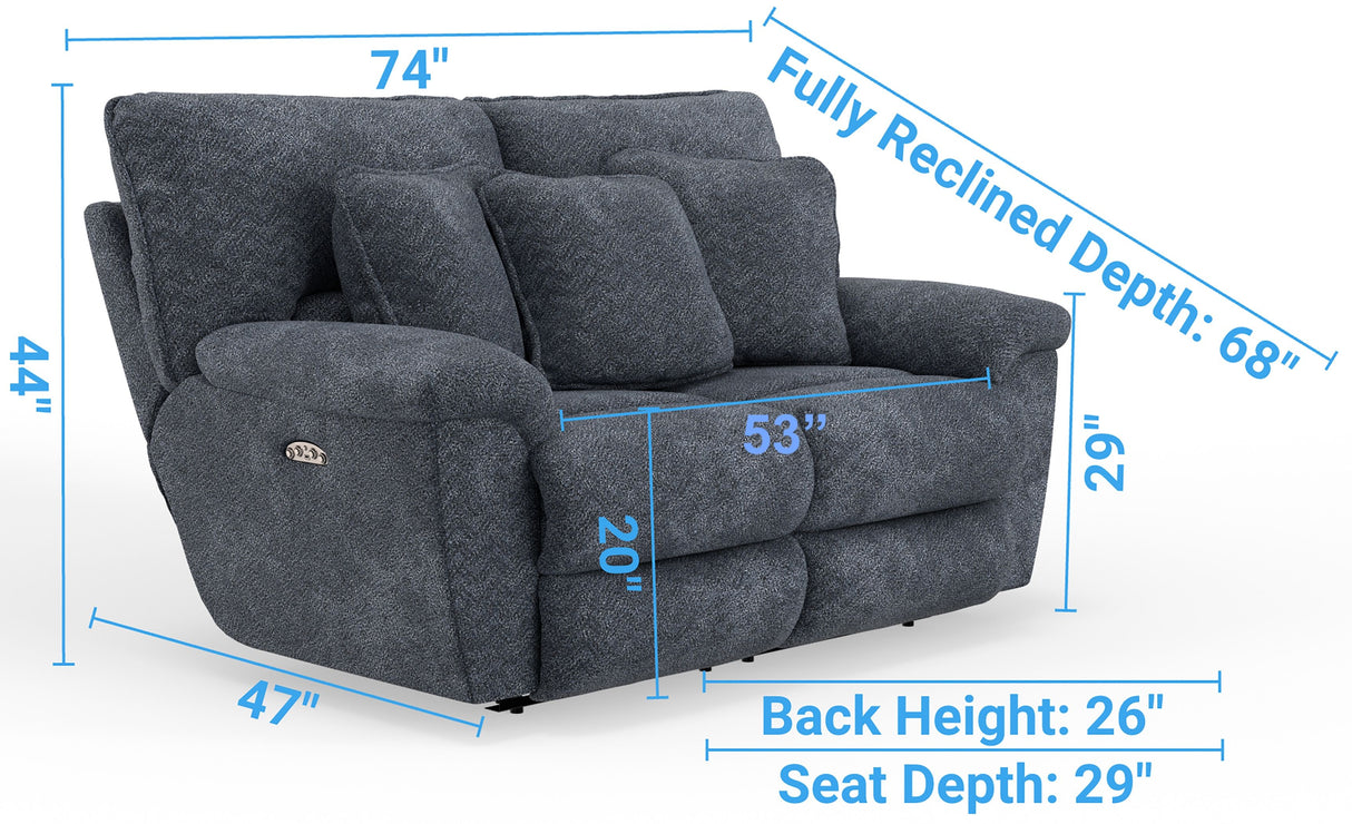 Paxon - Deep Seat Power Reclining Loveseat With Power Adjustable Headrest - Smoke