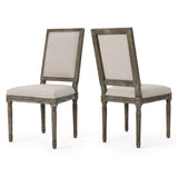 Traditional Style Dining Chair Set With Fabric Upholstery
