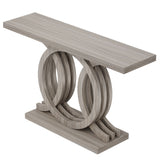 Console Table With Geometric Base For Living Hallway - Gray