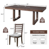 Extendable Dining Set, Farmhouse Extendable Table With Upholstered Chairs