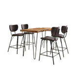 Nature's Edge - 5 Piece Counter Set With Modern Barstools - Natural