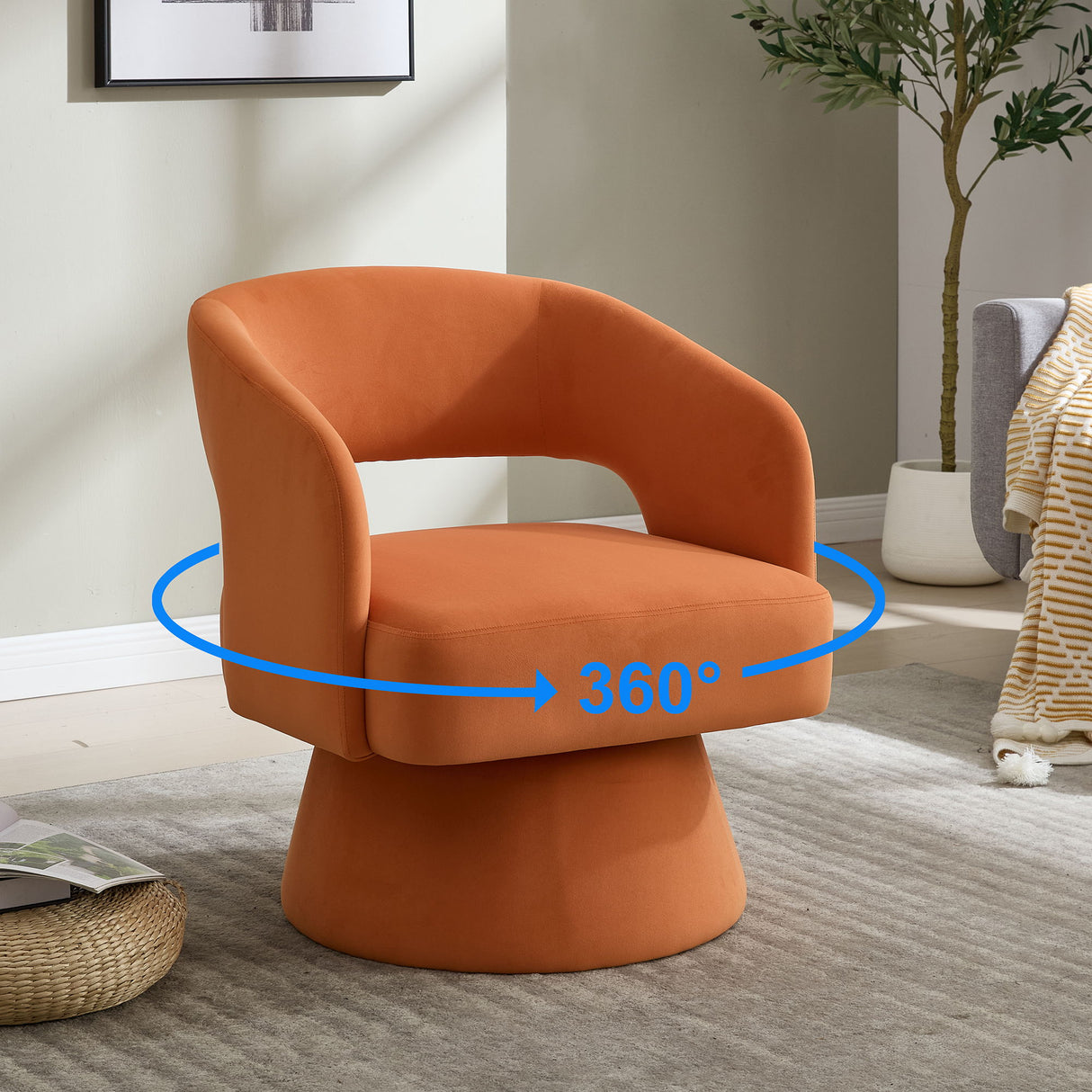 Swivel Barrel Chair With 360 Degree Rotation