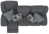 Trifecta - Sofa With 3 Recliners And Drop Down Table - Smoke