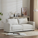 Modern Square Arm Sofa With Soft Fabric Upholstery, Deep Cushions