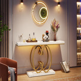 Console Table, Geometric Entryway Table For Living Hallway - White / Gold
