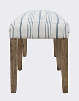 Eastern Tides - Upholstered Bench - Blue Stripe / Light Brown